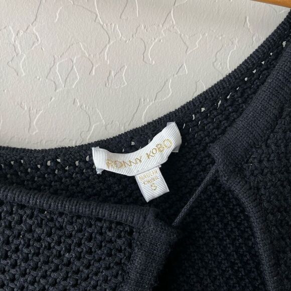 Ronny Kobo‎ Dress Black One Shoulder Cut Out Crochet Knit Midi Dress Size S - Picture 5 of 11